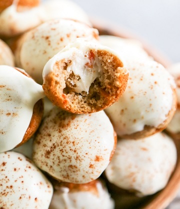 Carrot Cake Donut Holes with Cream Cheese Dip